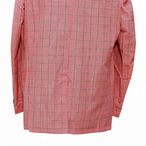 Mens Blazer Plaid Check Red White Black Formal Jacket Wedding Sport Coat 46R - Picture 6 of 6